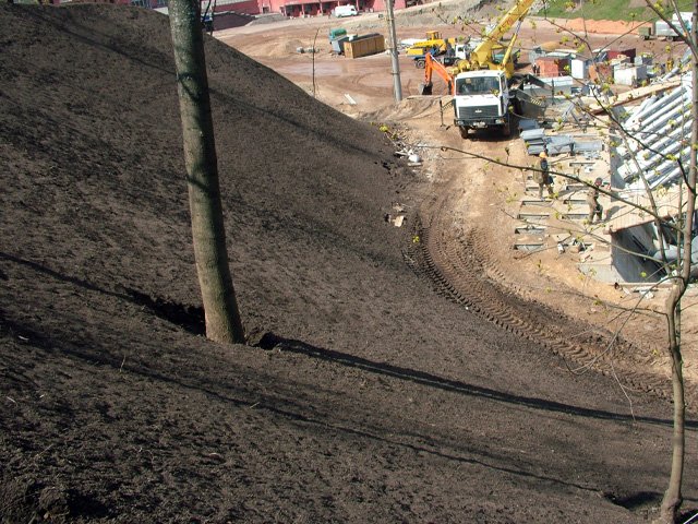 Укрепление склона георешеткой